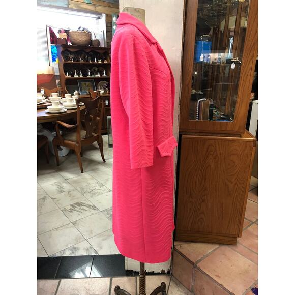 Vintage 1980s Women's Pink Jacket Coat Overcoat Long sleeve Knee length collar - Picture 3 of 9